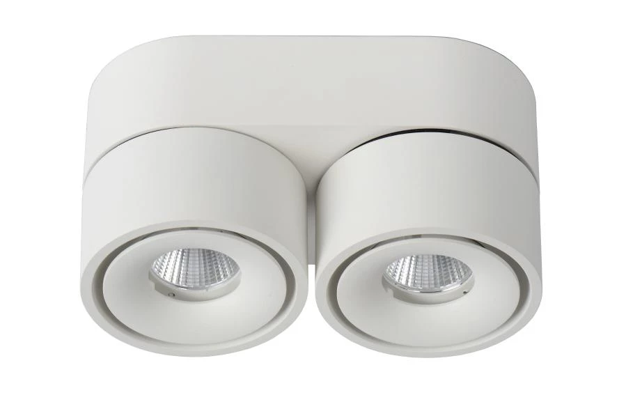 Lucide YUMIKO - Plafondspot - Ø 7,8 cm - LED Dimb. - 2x10W 2700K - Wit - uitgezet